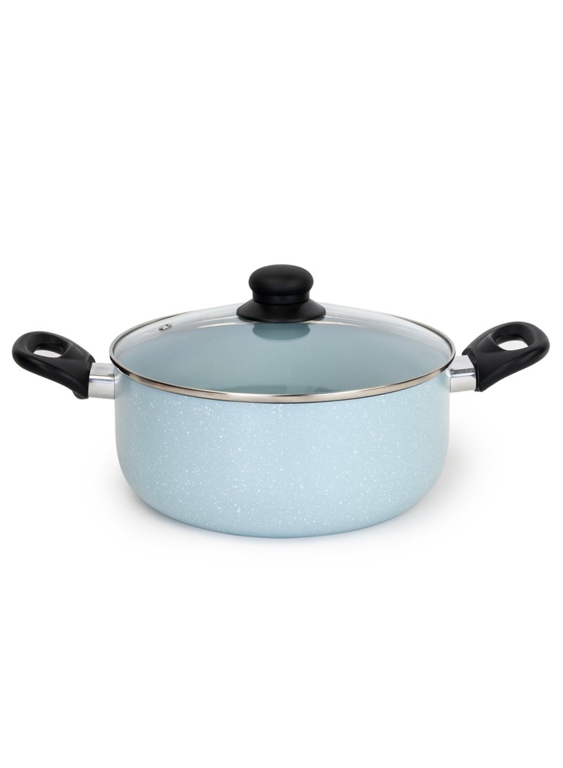 ويلسون طقم أواني طهي من الألومنيوم غير لاصق بطلاء رخامي، 7 قطع - هيكل خارجي متين، مقابض مقاومة للحرارة، أغطية من الزجاج المقسّى - مثالي للطهي الصحي، أزرق فاتح. - Image 4