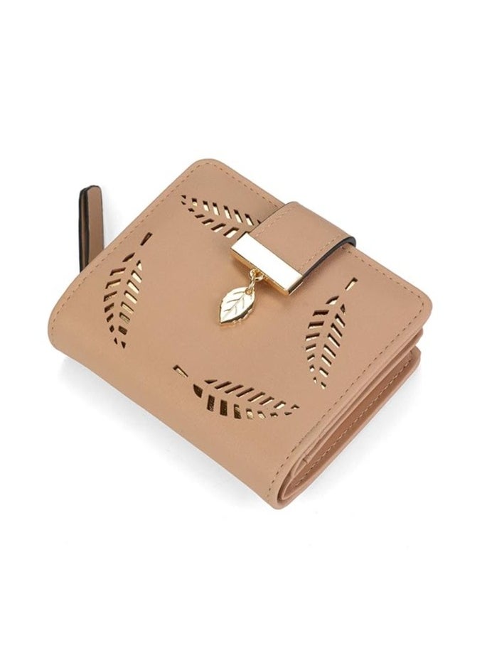 INOVERA (LABEL) Women's Vegan Leather Leaf Bi-fold Card Coin Holder Small Wallet  - Image 1