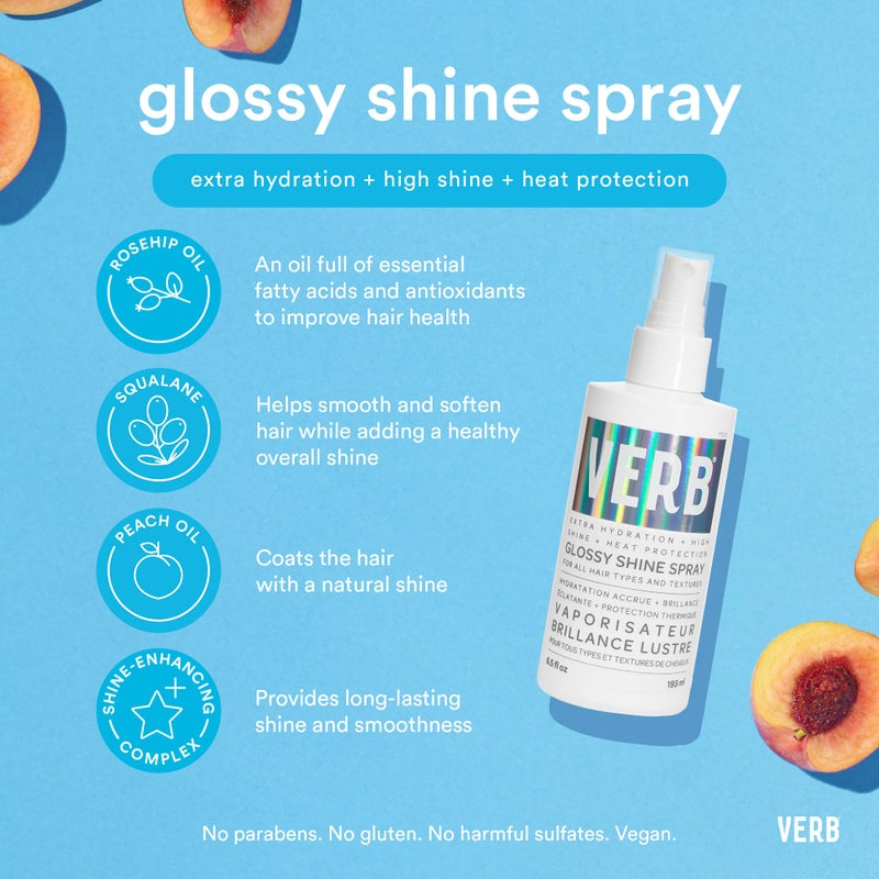 VERB Glossy Shine Spray, 2 fl oz - Moisturizing Heat Protection Hair Spray - Adds High Shine and Primes for Styling - Vegan, No Parabens or Harmful Sulfates - Image 3
