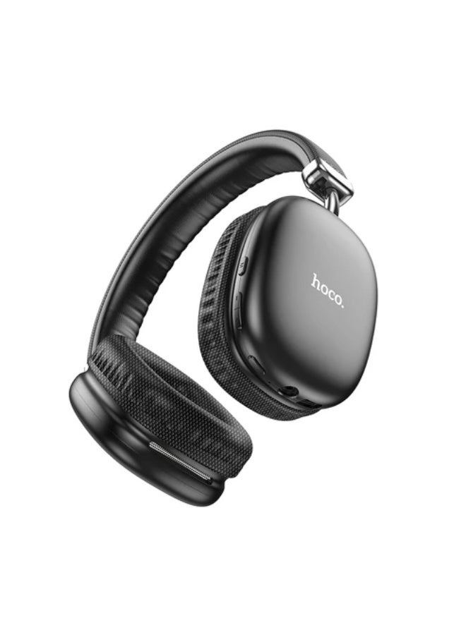 هوكو. سماعات رأس لاسلكية W35 بتقنية البلوتوث - صوت ستيريو عالي الدقة، مدة تشغيل تصل إلى 40 ساعة، ميكروفون، وسائد أذن ناعمة ومريحة، لون أسود، ضمان لمدة عام واحد - Image 1