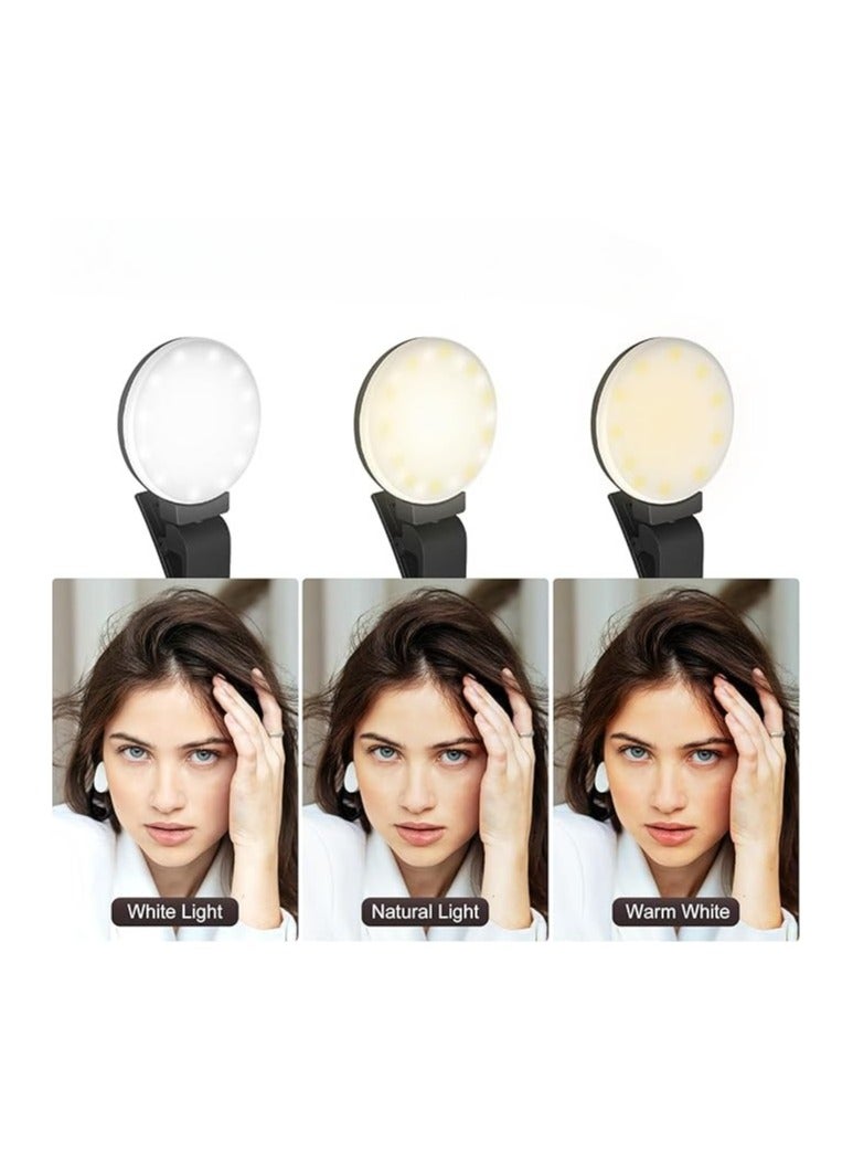 حلقة إضاءة سيلفي دائرية قابلة للدوران 360 درجة – 3 مستويات سطوع – إضاءة محمولة للجوال والتابلت واللابتوب والمكالمات والتصوير - Image 3