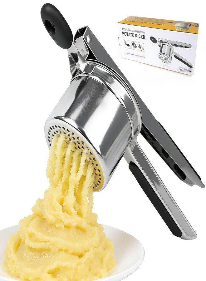 BCHARYA 15oz Stainless Steel Potato Ricer - Heavy Duty Mashed Potato Ricer with Silicone Grip, Dishwasher Safe Professional Kitchen Tool for Perfect Mashed Potatoes & Purees - Image 1