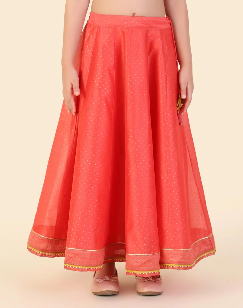 Fabindia Pink Cotton Silk Hand Block Printed 3Pc Lehenga Set