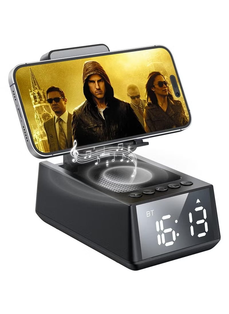 Generic Cell Phone Stand Bluetooth Speakers, Cool Tech Kitchen Gadgets, Adjustable Phone Holder with LED Digital Alarm Clock, HD Surround Sound, Compatible for iPhone/Samsung/iPad Tablet  - Image 1