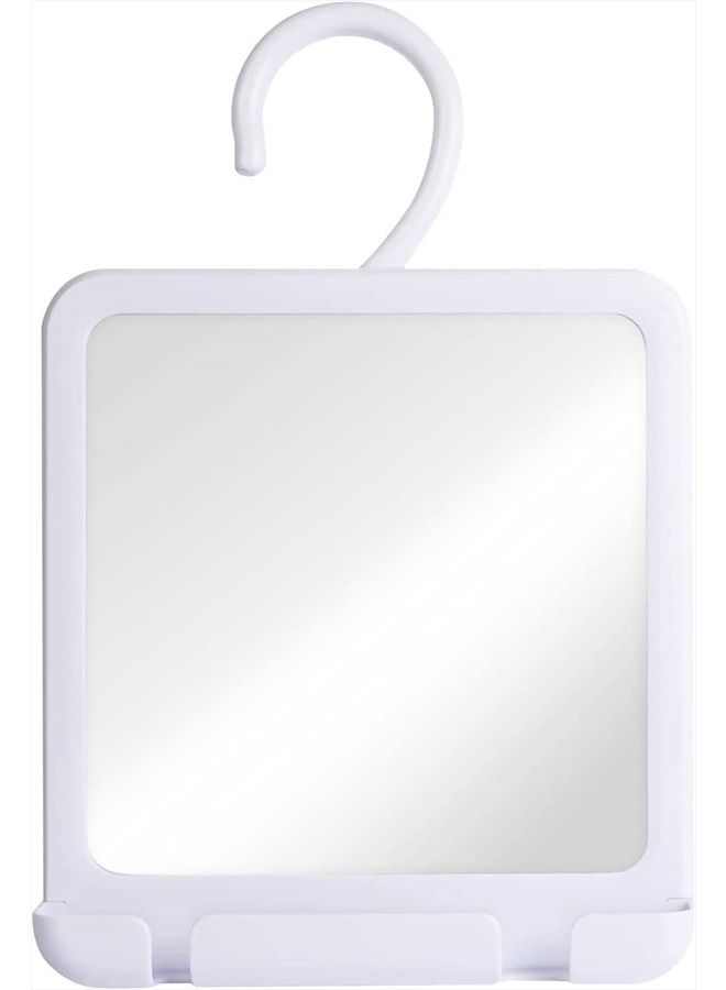 Mirrorvana Hanging Fogless Shower Mirror for Shaving with Razor Holder, 360° Adjustable Hook and Distortion-Free Glass Surface - Fill Back Reservoir with Hot Water for Anti-Fog Shave (8" x 7", REAL GLASS) - Image 1