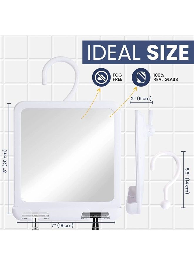Mirrorvana Hanging Fogless Shower Mirror for Shaving with Razor Holder, 360° Adjustable Hook and Distortion-Free Glass Surface - Fill Back Reservoir with Hot Water for Anti-Fog Shave (8" x 7", REAL GLASS) - Image 5