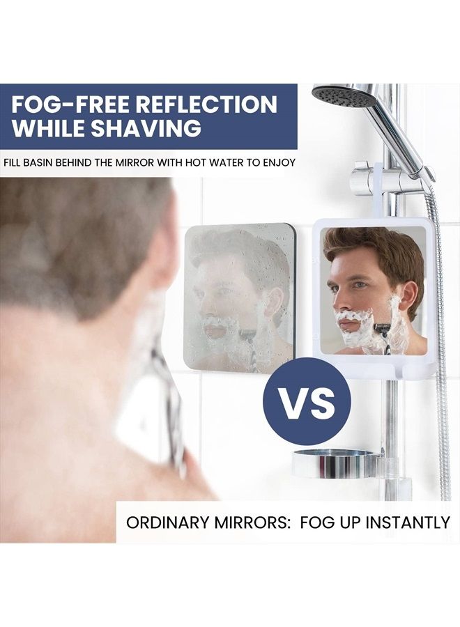 Mirrorvana Hanging Fogless Shower Mirror for Shaving with Razor Holder, 360° Adjustable Hook and Distortion-Free Glass Surface - Fill Back Reservoir with Hot Water for Anti-Fog Shave (8" x 7", REAL GLASS) - Image 2