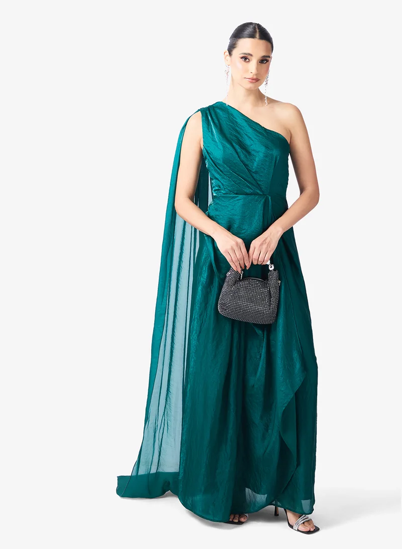 Namshi x  One Shoulder Draped Dress with Cape Sleeve for Women | Best Price UAE
