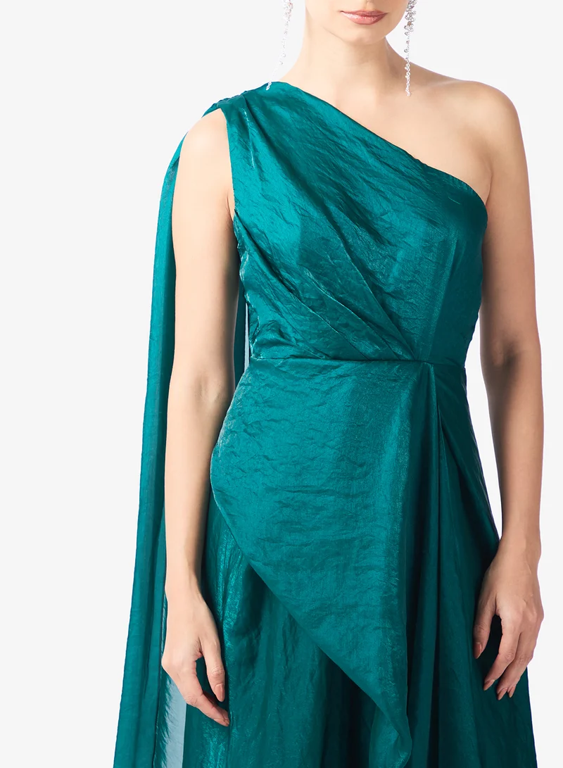 Namshi x  One Shoulder Draped Dress with Cape Sleeve for Women | Best Price UAE