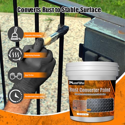 MuzeFansi 2-in-1 Rust Converter & Metal Primer – Stops Rust, Paint Over Rusted Metal, Anti-Rust Coating Rust Paint,Corrosion Inhibitor for Automotive, Marine, Industrial Use, Heat & UV Resistant, Farm Equipment & Fences(35 oz) - Image 2