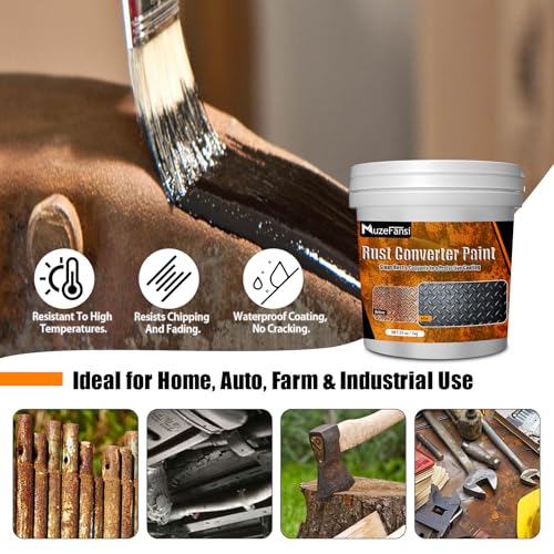 MuzeFansi 2-in-1 Rust Converter & Metal Primer – Stops Rust, Paint Over Rusted Metal, Anti-Rust Coating Rust Paint,Corrosion Inhibitor for Automotive, Marine, Industrial Use, Heat & UV Resistant, Farm Equipment & Fences(35 oz) - Image 4