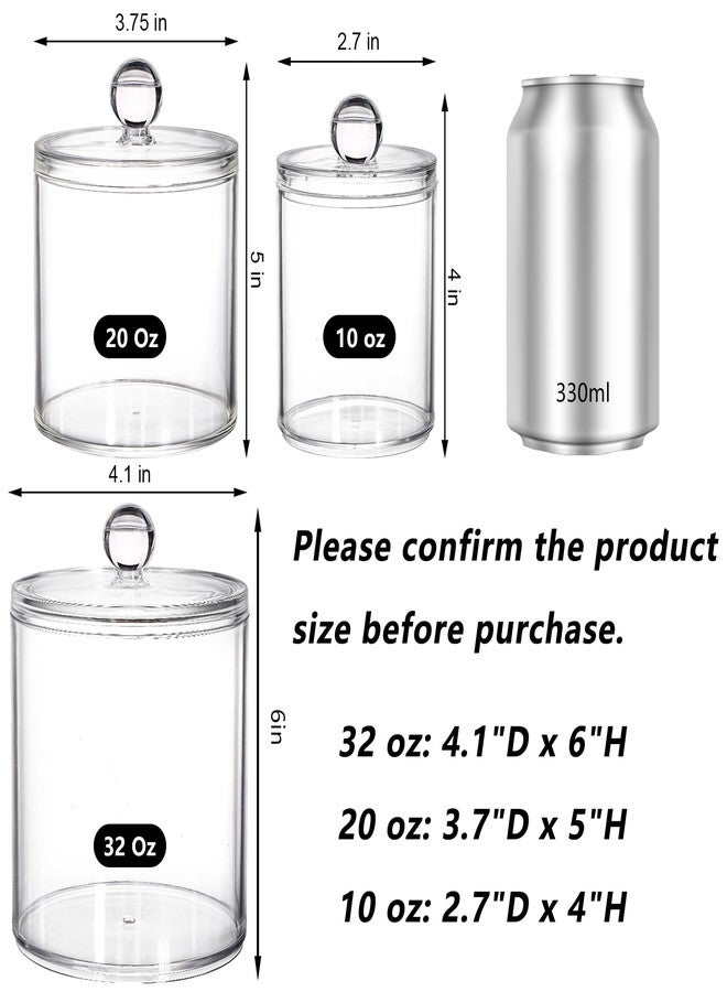 YOUEON 6 Pack Acrylic Apothecary Jars with Lids, 32/20/10 Oz Clear Cotton Ball & Pad Holder, Bathroom Canister Candy Jar for Bath Salt, Cotton Pads, Candies - Image 2