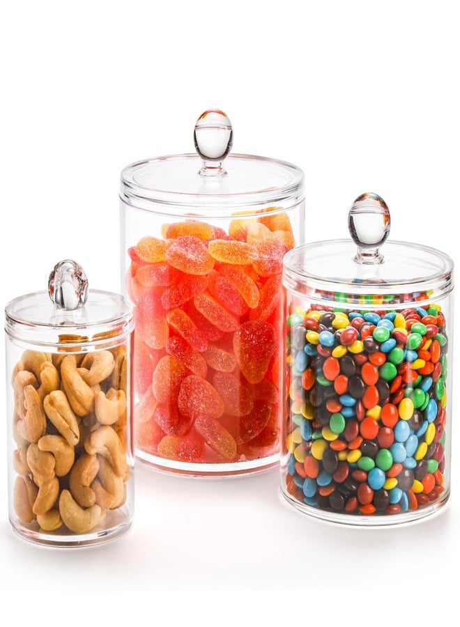 YOUEON 6 Pack Acrylic Apothecary Jars with Lids, 32/20/10 Oz Clear Cotton Ball & Pad Holder, Bathroom Canister Candy Jar for Bath Salt, Cotton Pads, Candies - Image 4