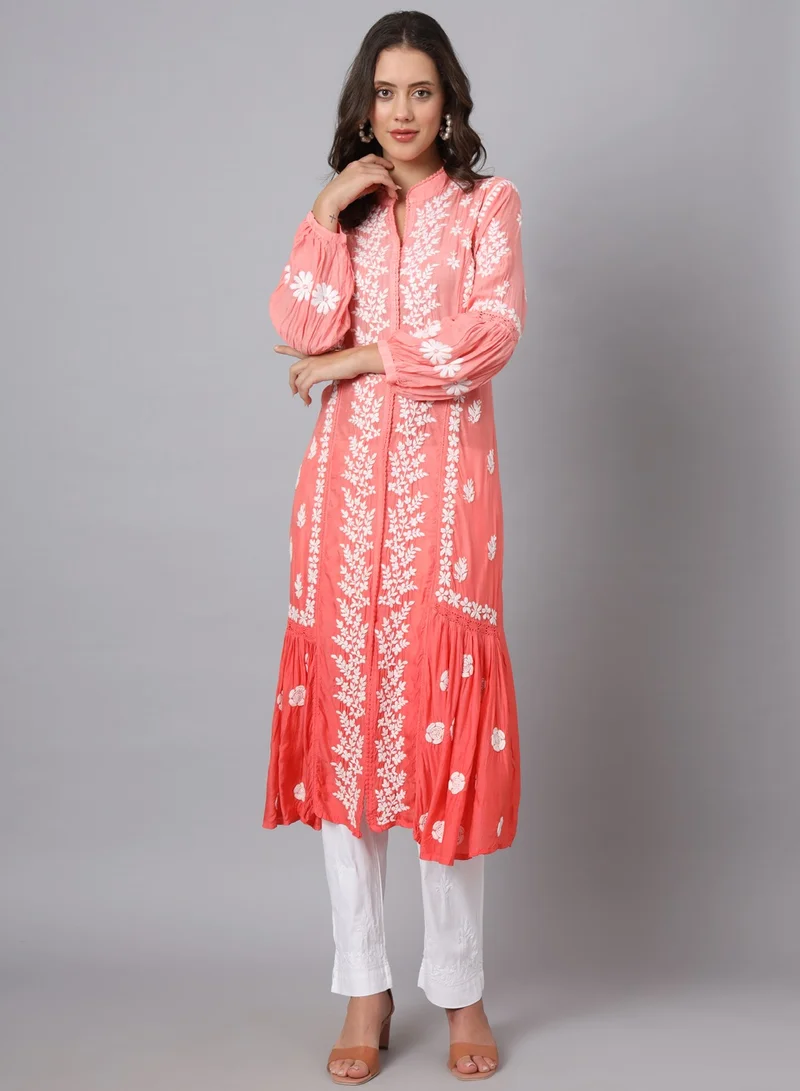 Alaya Women Hand Embroidered Chikankari Cotton Kurta-AL3888