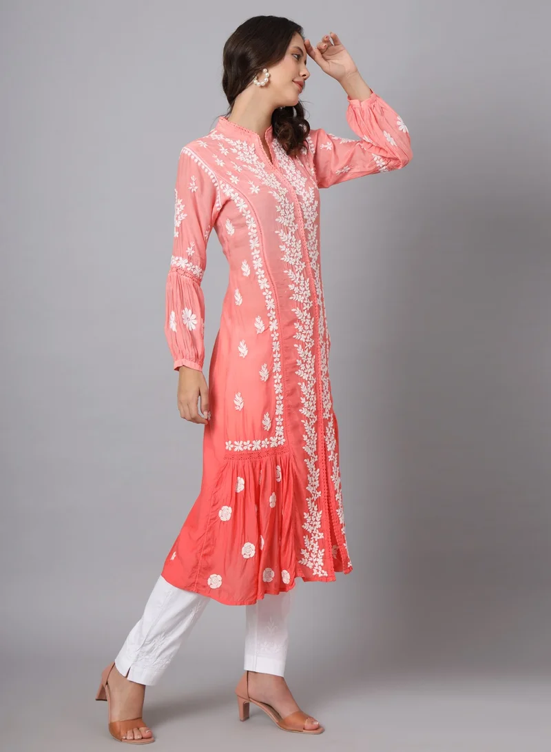 Alaya Women Hand Embroidered Chikankari Cotton Kurta-AL3888