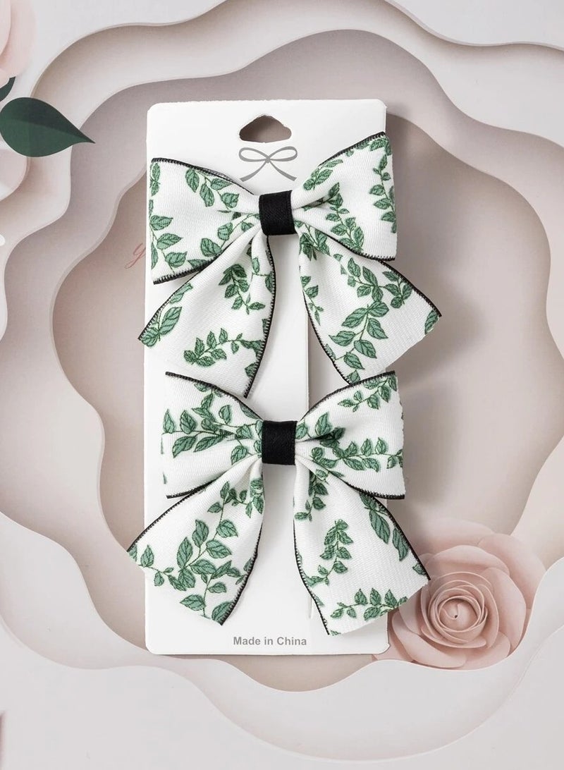 Elegant Green Hair Bows Set Of 2 For Celebrating Saudi National Day – Saudi National Day Celebration Accessories - Image 2