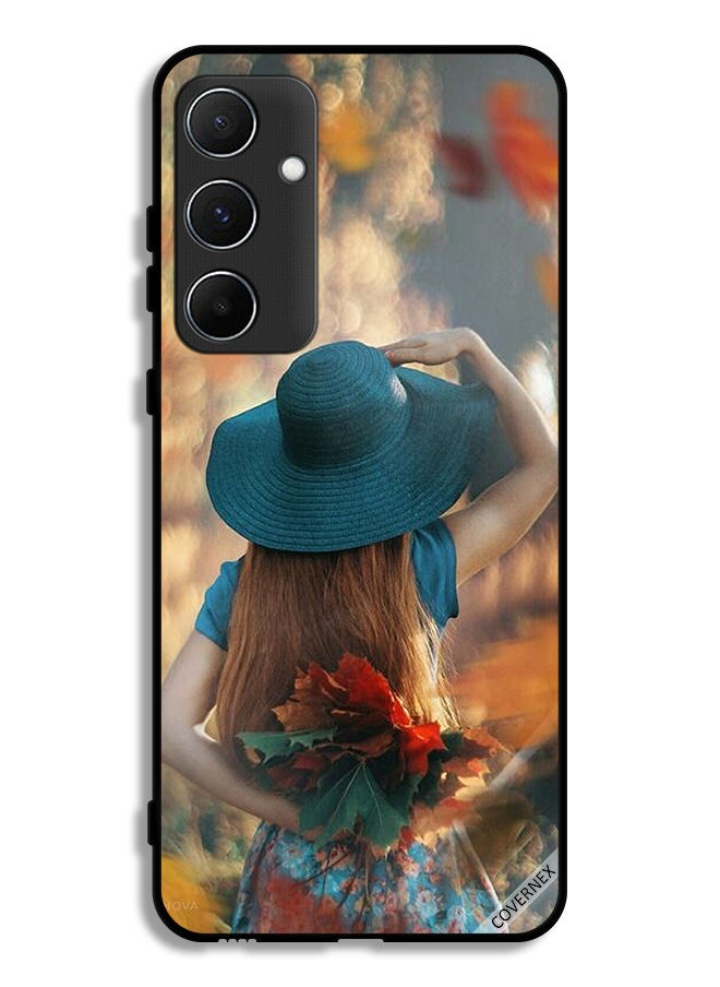 Covernex - Samsung Galaxy A55 5G Protective Case Cover Hat Girl Hiding Love Leaves - Image 1