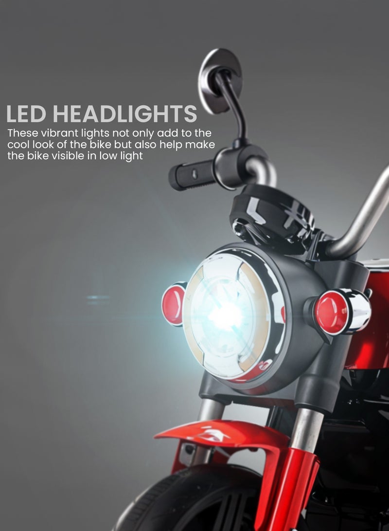 Baybee Electric Bike for Kids | Rechargeable Kids Bike with LED Lights, USB & Music | Big Battery Operated Bikes | Ride on Toy for Kid to Drive 2 Years to 5 Years Boys Girls (Red) - Image 4