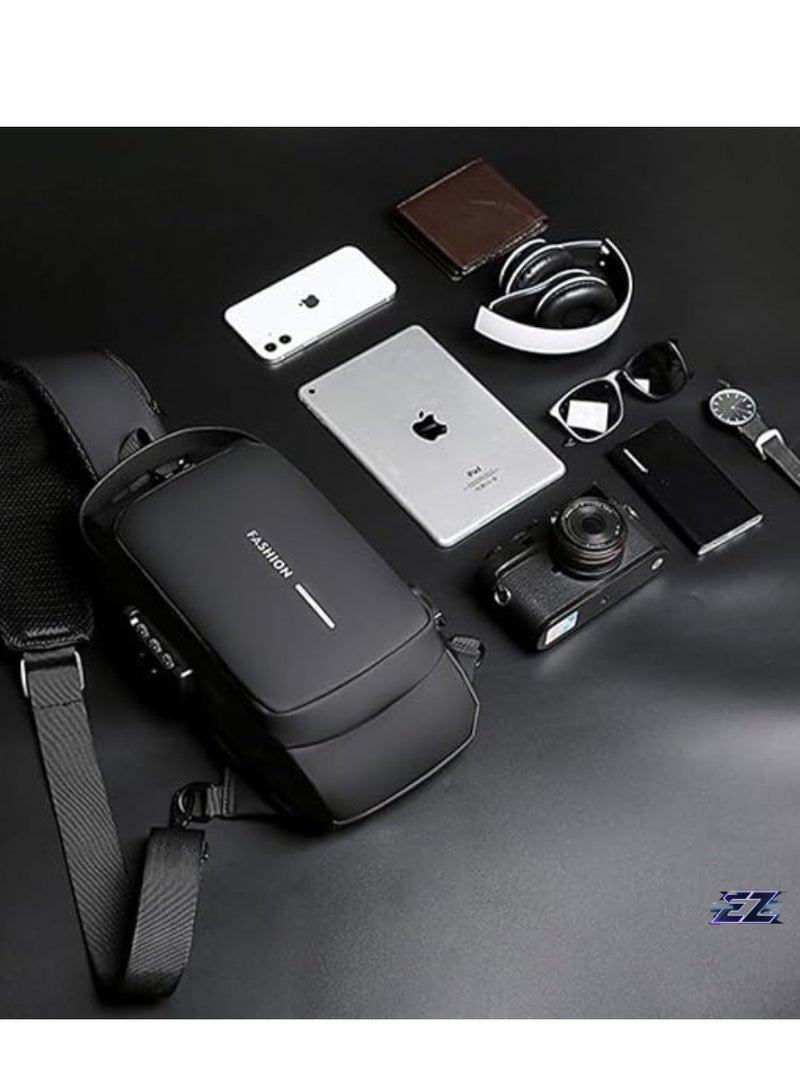 إلترازون Waterproof Leather Crossbody Sling Backpack for Men  Women with USB Charging Port - Casual Shoulder Bag for Travel  Hiking - Image 2