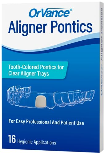 OrVance Aligner Pontics Original Medium Shade 16 Count Temporary Tooth Replacement for Invisalign Aligner Trays and Clear Retainers During Orthodontic Treatment