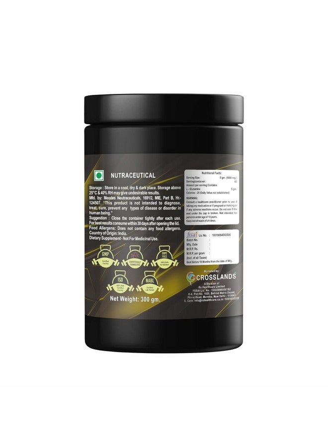Crosslands L-GLUTAMINE | Increases Vasodilation | Increases Protein Synthesis | Promotes Immune Function Help Maintain Blood Vessel Tone Increases || 300gm ||Pack of 1 - Image 3