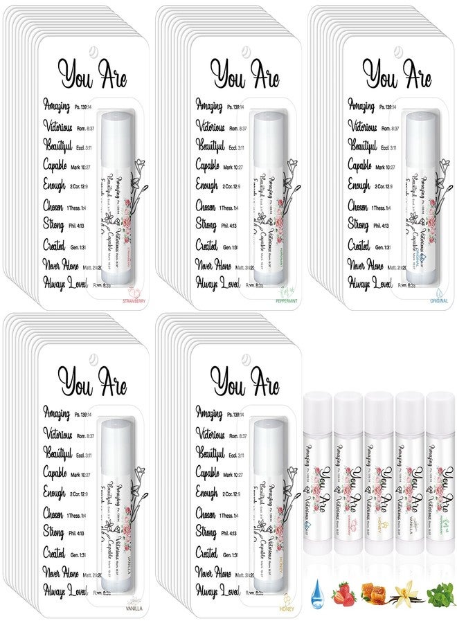 Sacubee 50 Pack Christian Gifts Bulk for Women Men Religious Lip Balms Bulk Church Party Favors Christmas Party Gifts Stocking Stuffers Bible Verse Study Supplies for Employee Staff Coworker - Image 1