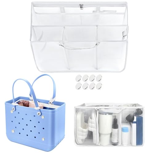 XYFuuee Beach Bag Organizer Inserts for Original Large Bogg Bag Accessories with 8 Removable Metal Fasteners Lightweight Mesh Insert Divider Pouch Organizing Rubber Tote Save Space White XL - Image 1