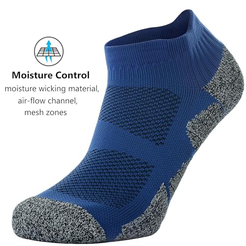 CWVLC Unisex Cushioned Compression Athletic Ankle Socks Multipack, 6-pairs Black Charcoal Royal, S (5-7 W US/ 3.5-5.5 M US) - Image 5