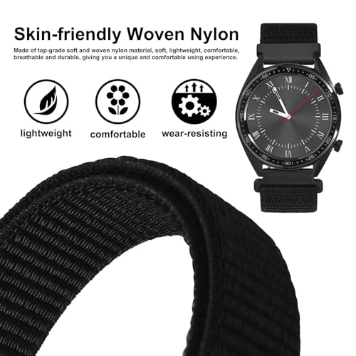 WOCCI 22mm Adjustable Nylon Watch Band Quick Release Sport Loop Strap Black - Image 3