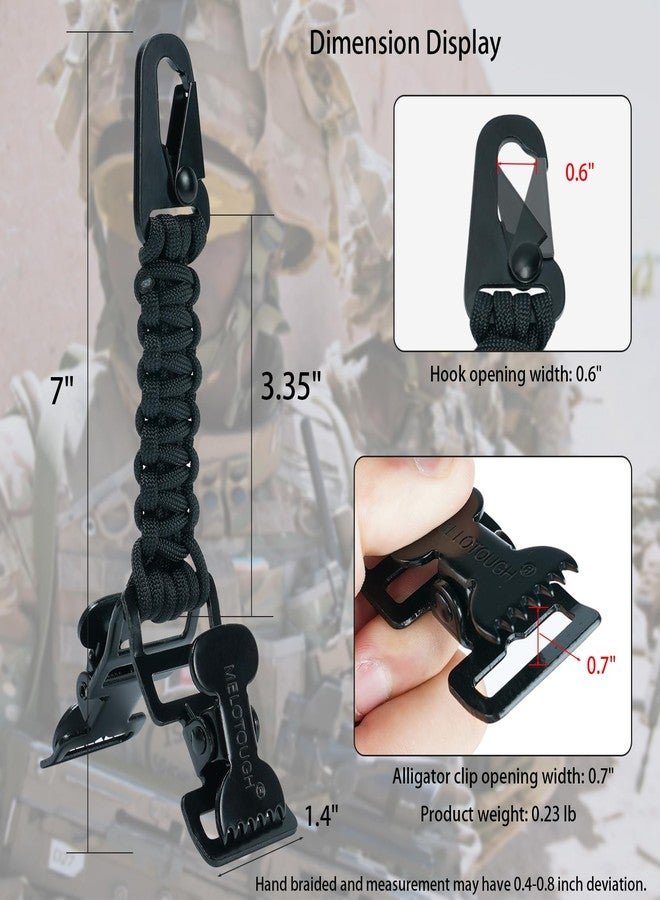 MELOTOUGH Tactical Glove Clip Paracord Glove Clips for Work Glove Holders with 2 Alligator Clips for Tactical,Hiking,Hunting,Outdoor Activities(Black) - Image 2