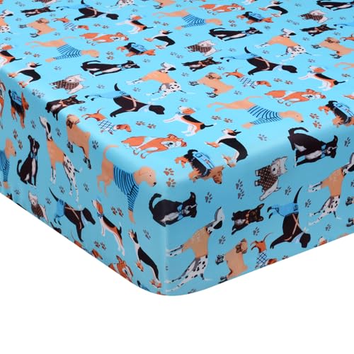 UOMNY Crib Sheet - Fitted Crib Sheet Baby Sheet for Standard Crib and Toddler mattresses Nursery Bedding Sheet Crib Mattress Sheets for Boys and Girls 1 Pack Dog Toddler Sheet by UOMNY - Image 1