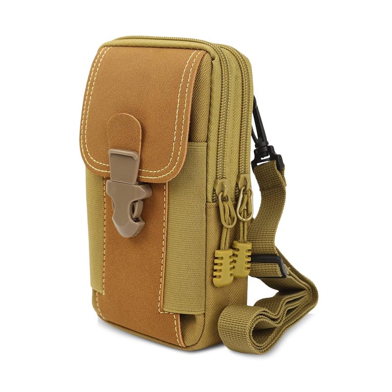 GUSTAVE® 6.5'' Belt Pouch for Men Cell Phone Pouch Waterproof Canvas Accessories Pouch for Belt Triple Layer Phone Holster Easy Access Fanny Pack for Hiking, Fishing, Working, Camping, Running - Image 1
