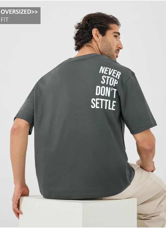 Styli Styli Slogan Print Oversized Round Neck T-Shirt