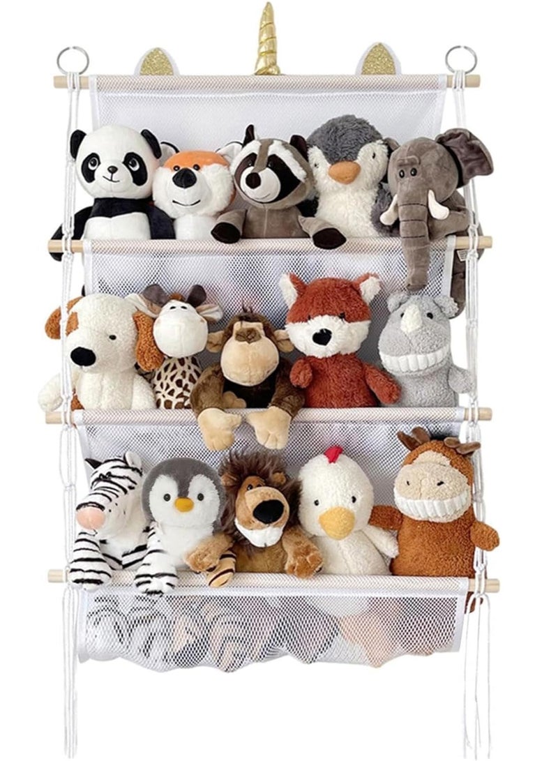 SYOSI Stuffed Animal Toy Hammock, 3 Layer Large Size Door Hanging Organizer, Stuffed Animal Storage, Toy Net Storage Bag for Plushies Wall Net Hanger Display Holder, Children's Room Plush Toys Storage  - Image 1