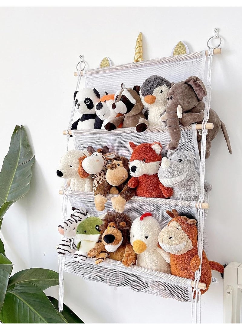 SYOSI Stuffed Animal Toy Hammock, 3 Layer Large Size Door Hanging Organizer, Stuffed Animal Storage, Toy Net Storage Bag for Plushies Wall Net Hanger Display Holder, Children's Room Plush Toys Storage  - Image 4