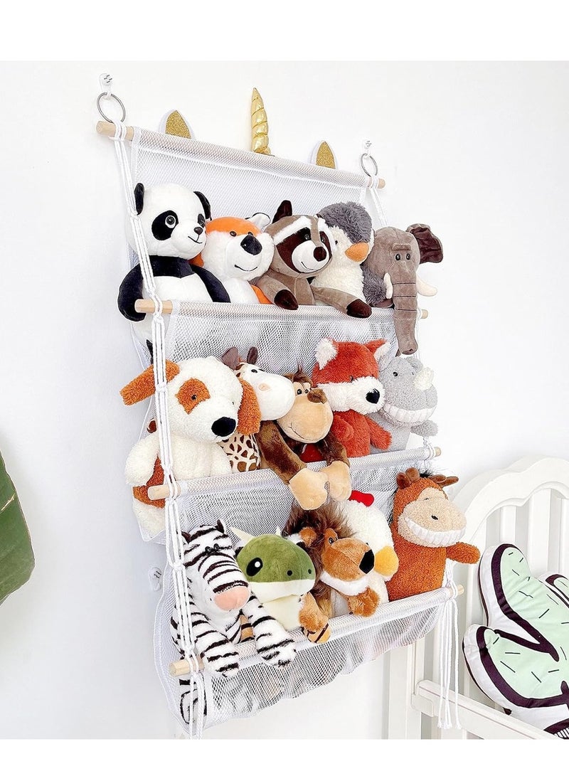 SYOSI Stuffed Animal Toy Hammock, 3 Layer Large Size Door Hanging Organizer, Stuffed Animal Storage, Toy Net Storage Bag for Plushies Wall Net Hanger Display Holder, Children's Room Plush Toys Storage  - Image 5