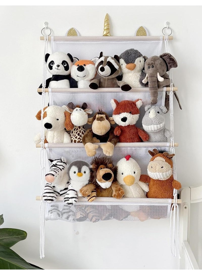 SYOSI Stuffed Animal Toy Hammock, 3 Layer Large Size Door Hanging Organizer, Stuffed Animal Storage, Toy Net Storage Bag for Plushies Wall Net Hanger Display Holder, Children's Room Plush Toys Storage  - Image 2