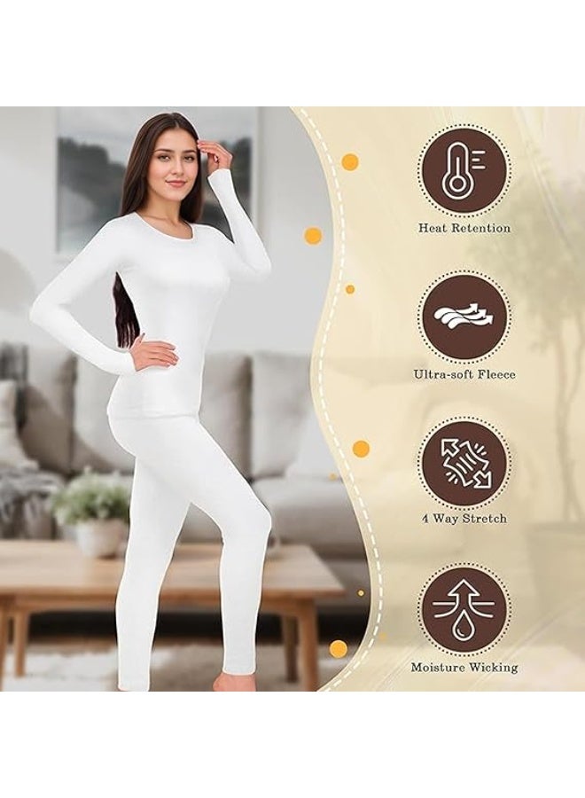 TIKNAL Women’s Thermal Underwear Fleece-Lined Soft Base Layer with Cashmere-Like Feel for Winter White - Image 2