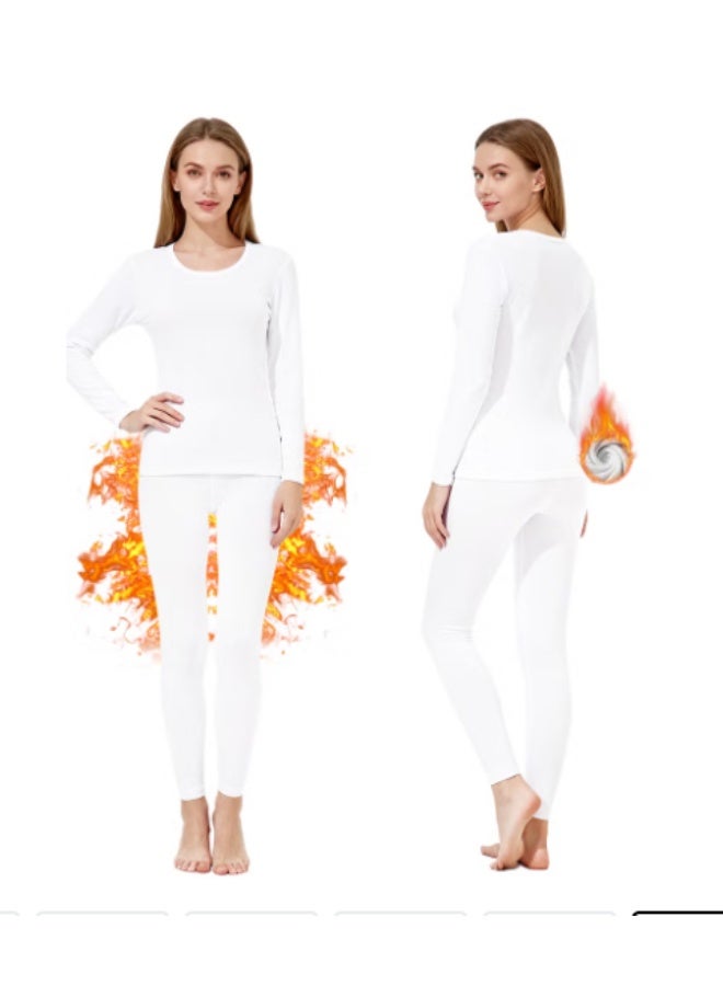 TIKNAL Women’s Thermal Underwear Fleece-Lined Soft Base Layer with Cashmere-Like Feel for Winter White - Image 1