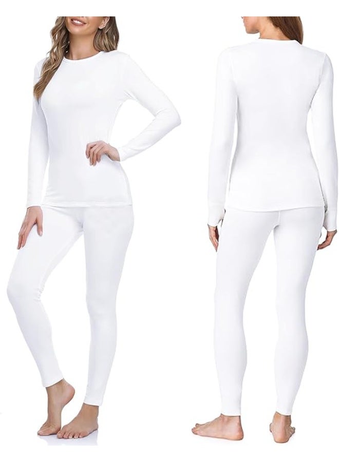 TIKNAL Women’s Thermal Underwear Fleece-Lined Soft Base Layer with Cashmere-Like Feel for Winter White - Image 4
