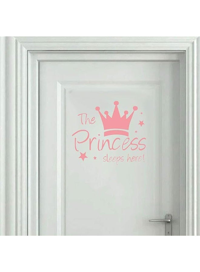 واي جيه ملصق حائط تاج الأميرة الوردي لغرفة البنات، ملصقات حائط ديكورية من PVC لغرفة النوم، حضانة الأطفال، غرفة الأطفال - سهل التطبيق والإزالة - Image 5