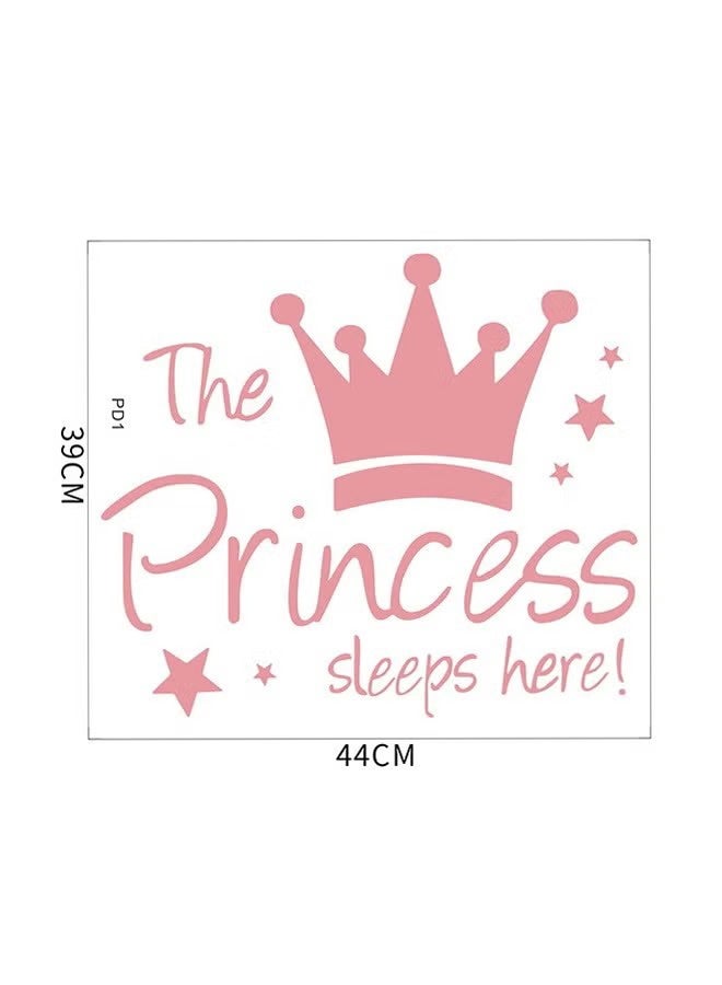 واي جيه ملصق حائط تاج الأميرة الوردي لغرفة البنات، ملصقات حائط ديكورية من PVC لغرفة النوم، حضانة الأطفال، غرفة الأطفال - سهل التطبيق والإزالة - Image 2