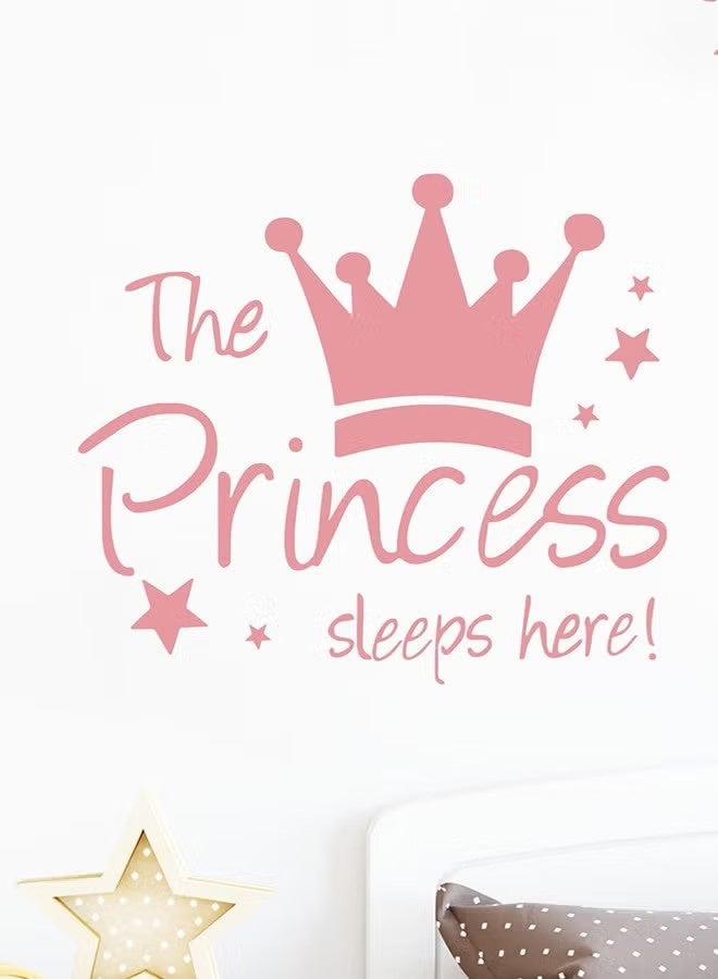 واي جيه ملصق حائط تاج الأميرة الوردي لغرفة البنات، ملصقات حائط ديكورية من PVC لغرفة النوم، حضانة الأطفال، غرفة الأطفال - سهل التطبيق والإزالة - Image 1