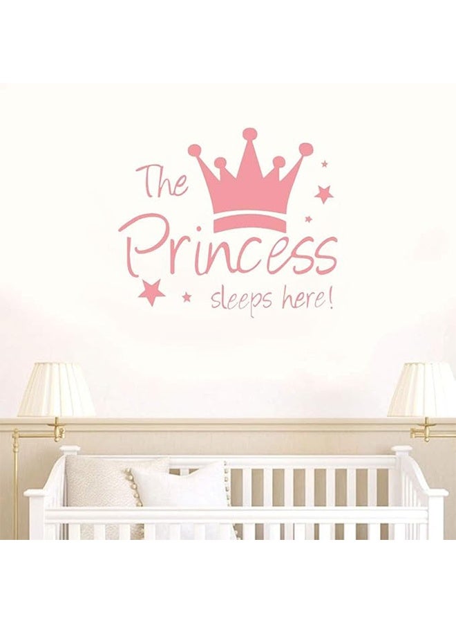 واي جيه ملصق حائط تاج الأميرة الوردي لغرفة البنات، ملصقات حائط ديكورية من PVC لغرفة النوم، حضانة الأطفال، غرفة الأطفال - سهل التطبيق والإزالة - Image 3
