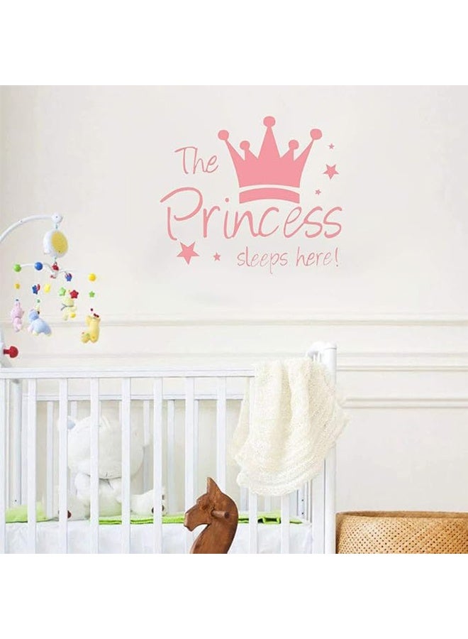 واي جيه ملصق حائط تاج الأميرة الوردي لغرفة البنات، ملصقات حائط ديكورية من PVC لغرفة النوم، حضانة الأطفال، غرفة الأطفال - سهل التطبيق والإزالة - Image 4