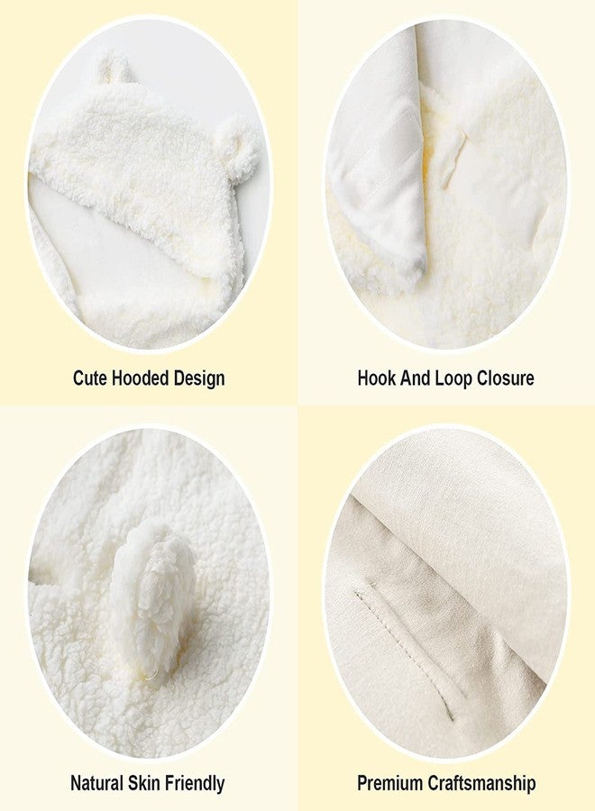 First Kick مجموعة بطانيات الأطفال حديثي الولادة من فيرست كيك، عبوة من بطانيات قابلة للارتداء، مصنوعة من الصوف والبوليستر المتين، مناسبة للأطفال الرضع من الجنسين، باللون الأبيض. - Image 5