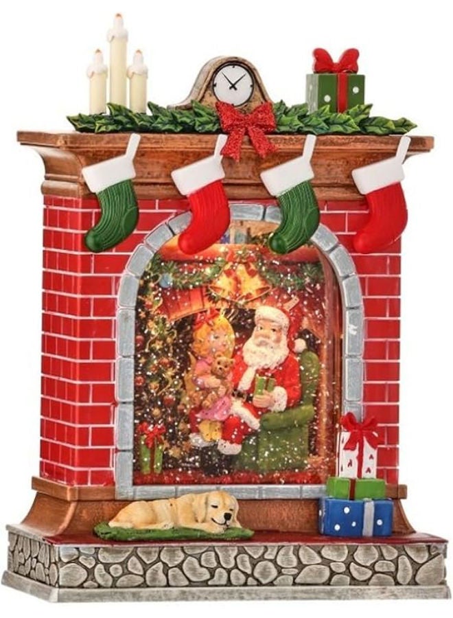 10in LED /Battery/Timer Santa Fireplace Water Globe