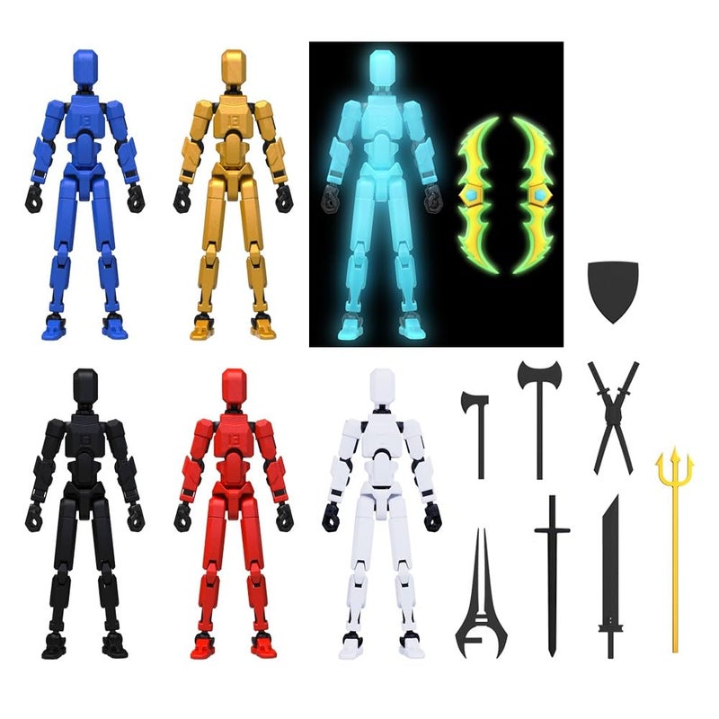 MerryXD 6 Pack Assembly Completed T13 Action Figure,Titan 13 Action Figure Dummy 13 Action Figure Lucky 13 Action Figure 3D Printed Multi-Jointed Movable, Nova 13 Action Figure Toy - Image 1
