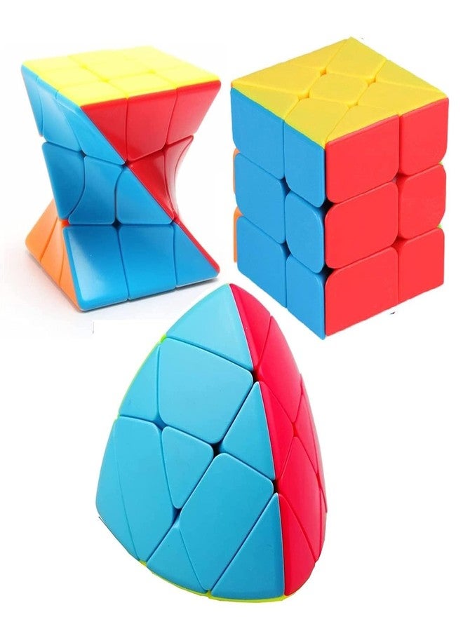 Qwick Click Speed Cube Set Windmill Stickerless Magic Cube Combo Pack of 3 | Mastermorphix Twist Puzzle Cubes | Frosted Surface Smooth Rotation Brain Teaser Toy for Kids & Adults - Image 1