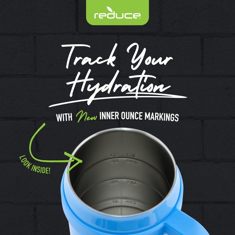 REDUCE 40 oz Stainless Steel Tumbler with Handle - Dual-Wall Vacuum Insulated Travel Mug  Sweat-Proof Lid & Reusable Straw - Keeps Drinks Cold for 24 Hrs  Fits Cupholders  Dishwasher Safe - Oahu Blue - Image 4